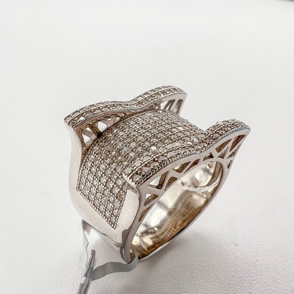 925 Sterling Sliver Moissanite Bridge Ring, 1.51ctw VVS Stones Hip Hop Jewelry B - Picture 3 of 8